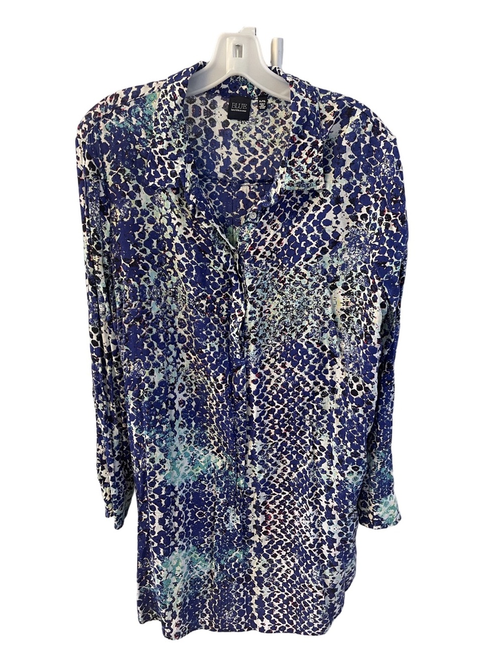 BLUE SAKS Fifth Avenue Blue Long Sleeves Shirt Dress Sz XL